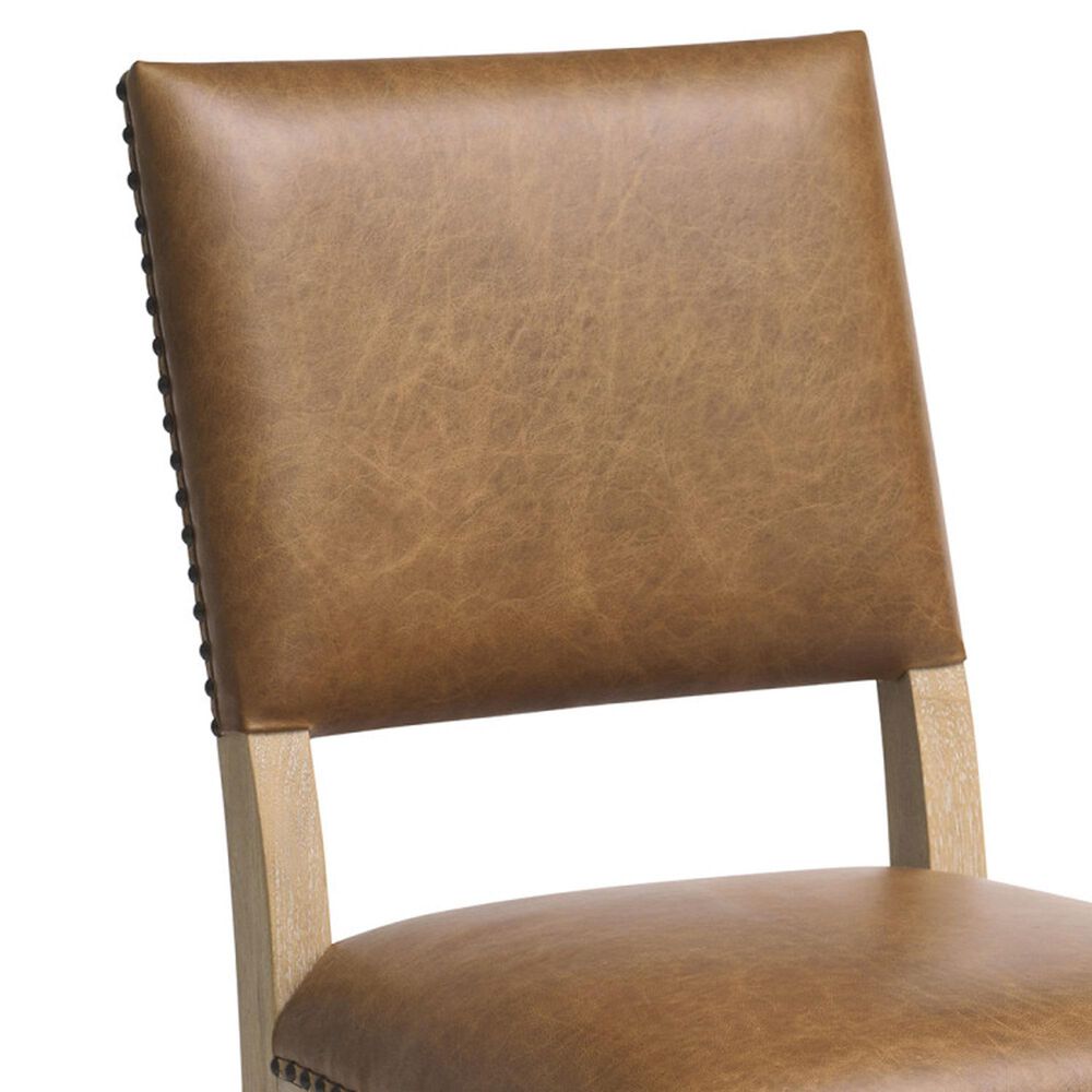 Lexington Home Brands Montecito Colburn Side Chair with Saddleback Cushion in Light Chestnut Leather and Ivory Finish, , large