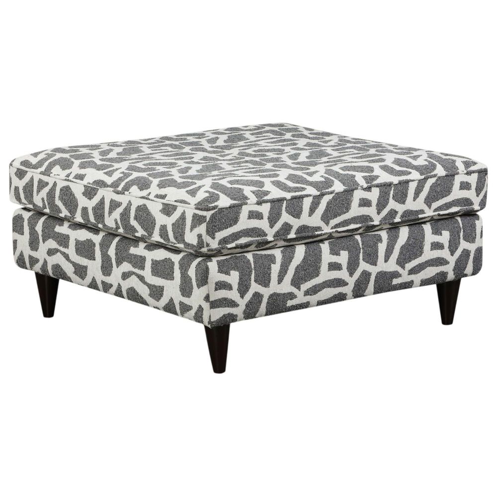Xenia Scarborough Steel Accent Ottoman in Lilypad Charcoal, , large