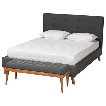 Baxton Studio Valencia 2-Piece King Bedroom Set in Walnut Brown, , large