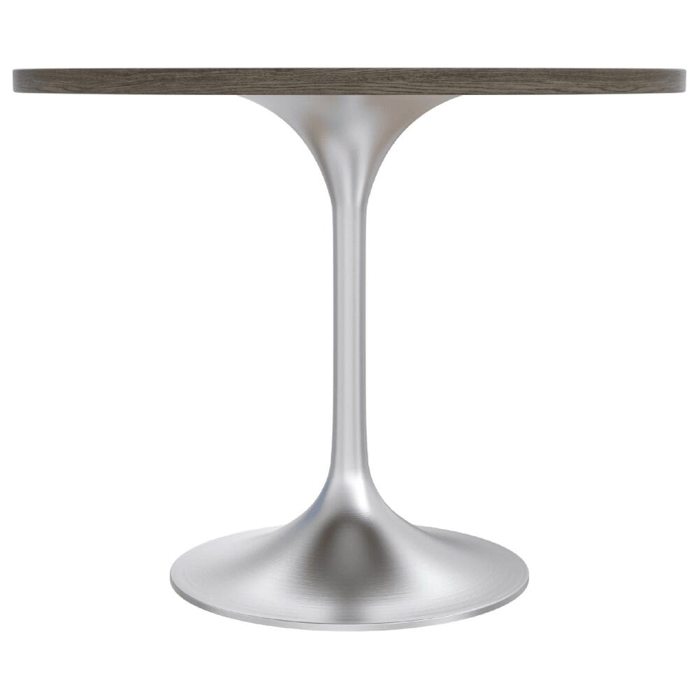 Leisuremod LeisureMod Verve Collection 36 Round Dining Table, Brushed Chrome Base with Dark Maple MDF Top, , large