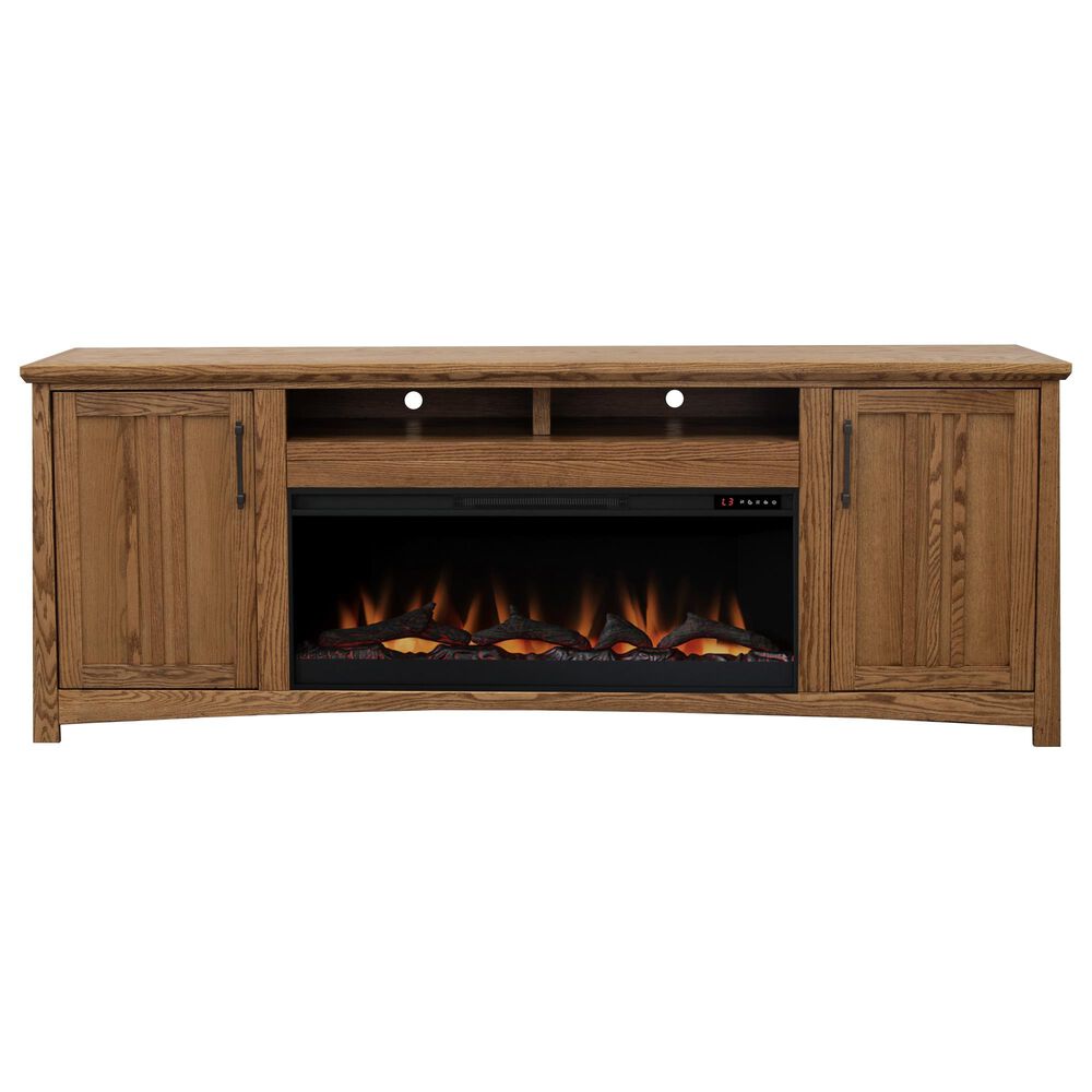 Legends Home Craftsman 86" Fireplace Console in Golden Oak, , large