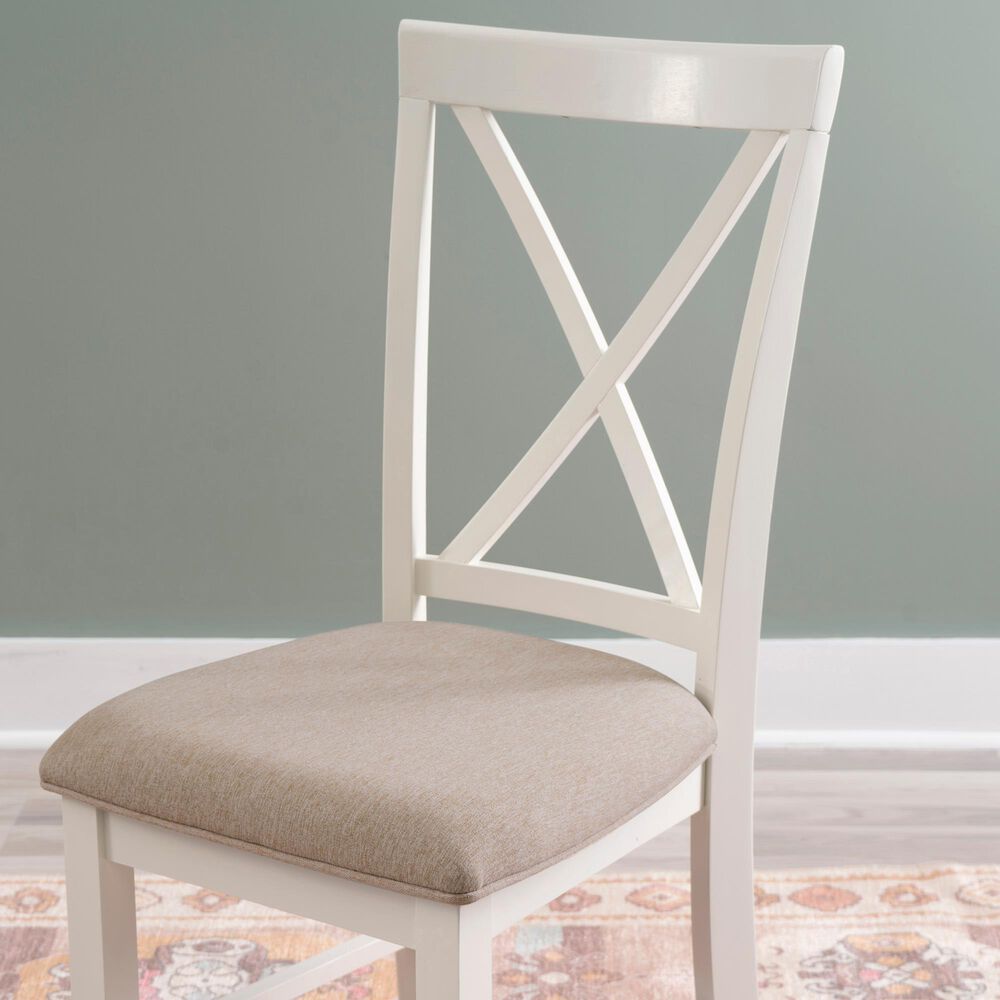 Linon Home Decor Jane Side Chair with Light Tan Cushion in Vanilla White, , large