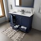 Lexora Home Dukes 48" Double Bathroom Vanity in Navy Blue with 2 cm White Cultured Marble Top and Rectangular Sinks, , large