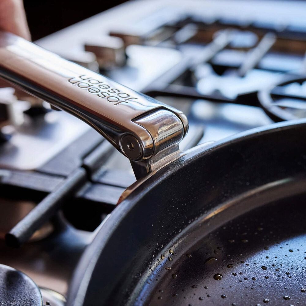 Joseph Joseph Space Steel 11&quot; Non-Stick Frying Pan with Folding Handle and Lid in Stainless Steel, , large