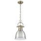 Golden Lighting Duncan 1-Light Small Pendant with Chain and Pewter Shade in Aged Brass, , large
