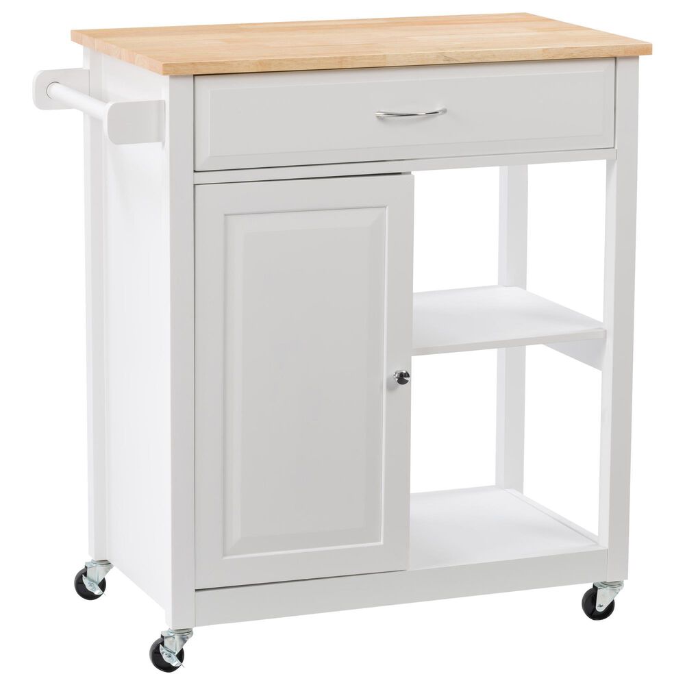 CorLiving Sage 2 Shelves Kitchen Cart in White, , large
