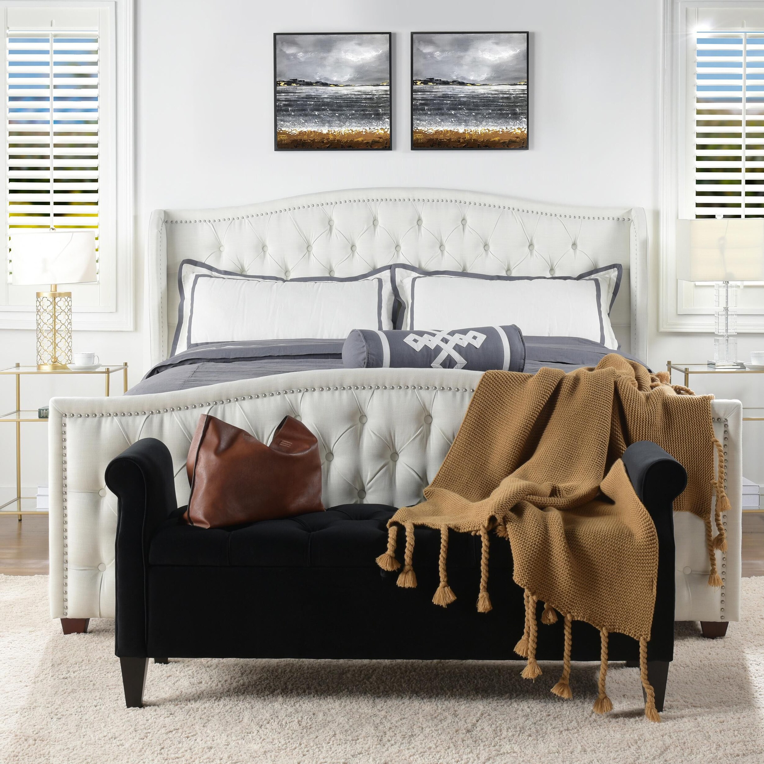 Jennifer taylor home marcella tufted wingback upholstered shop bed