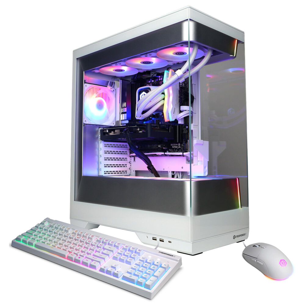 CyberPowerPC Gamer Supreme Gaming Desktop | AMD Ryzen 7 9800X3D - 32GB RAM - AMD Radeon RX 9060 XT Graphics - 2TB SSD in White, , large