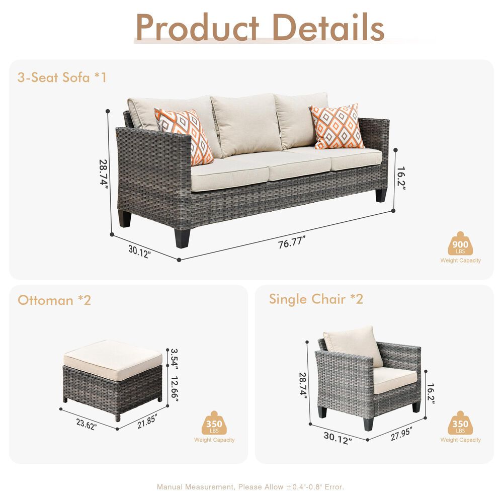 HOMLUX 5-Piece Outdoor Patio Furniture Set in  Beige, , large