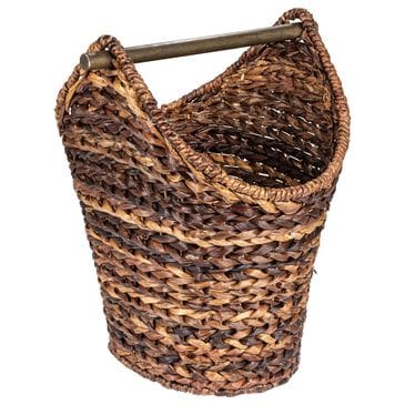 Creative Coop Braided Bankuan Toilet Paper Basket with Wood Handle in Dark Brown, , large