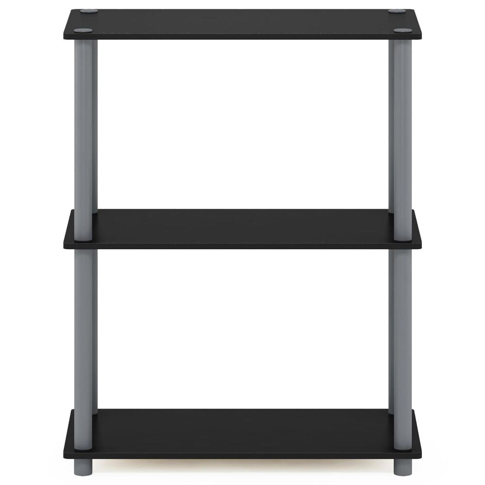 HOMLUX 3-Tier Compact Open Storage Bookshelf in Black and Grey, , large