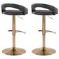 LumiSource Grotto Adjustable Bar Stool with Black Faux Leather Upholstery in Gold (Set of 2), , large