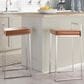 Lumisource Fuji Stackable Counter Stool with Camel Faux Leather Cushion in Brushed Stainless Steel (Set of 2), , large