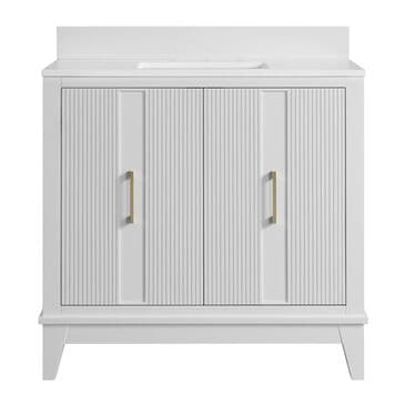 37B Fenwick 36" Single Bathroom Vanity in Bright White with Glossy White Composite Stone Top and Backsplash, , large