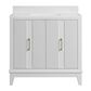 37B Fenwick 36" Single Bathroom Vanity in Bright White with Glossy White Composite Stone Top and Backsplash, , large