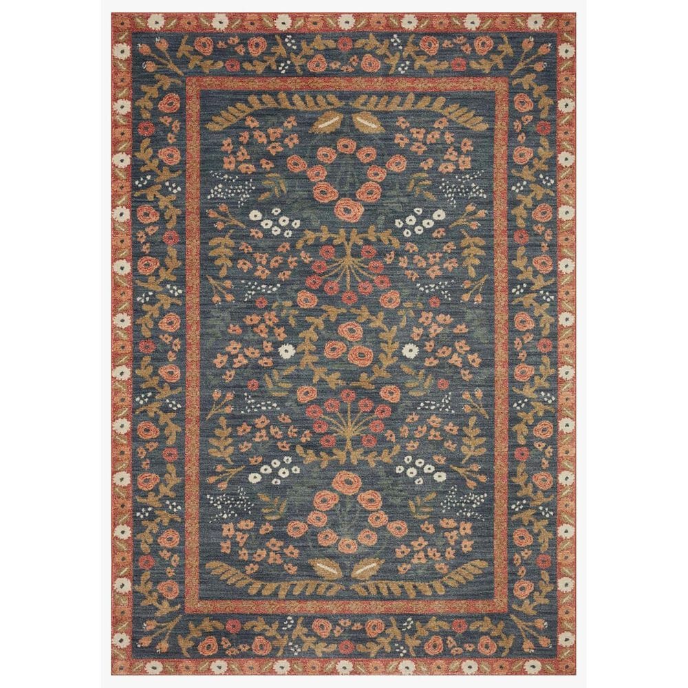 Rifle Paper Co. x Loloi Fiore FIO-01 3"2" Round Navy and Rust Area Rug, , large