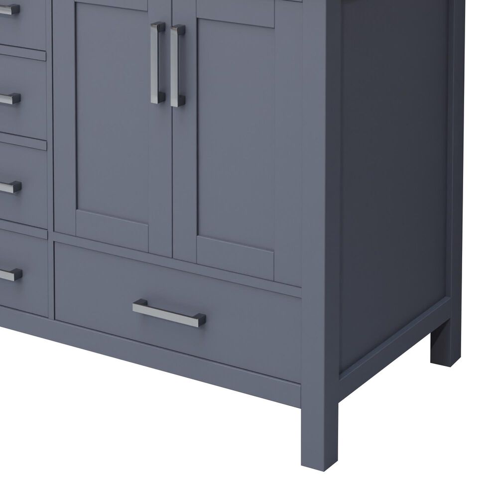 Lexora Home Jacques 36&quot; Right Offset Single Bathroom Vanity in Dark Grey with 2 cm White Carrara Marble Top and Rectangular Sink, , large
