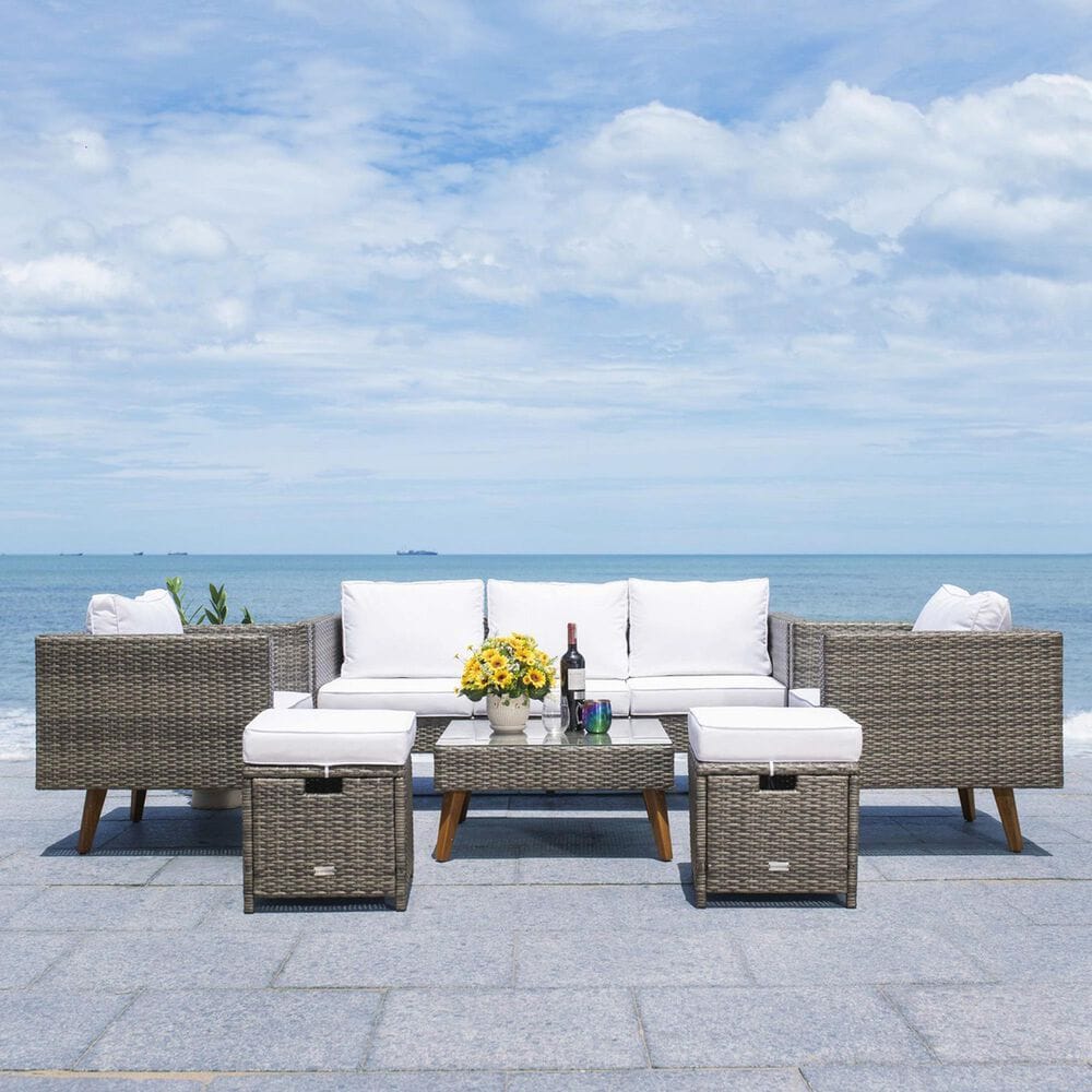 Safavieh Montclair 6-Piece Patio Living Set in Gray Brown, , large