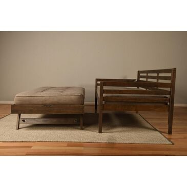 Sable Home Boho Twin Daybed with Pop Up Trundle and 1 Mattress in Rustic Walnut, , large