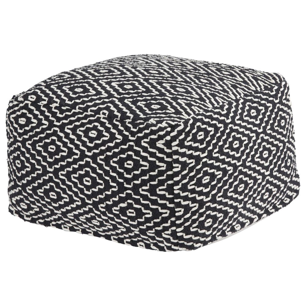 Ashley Jasett Pouf in Black and Ivory, , large