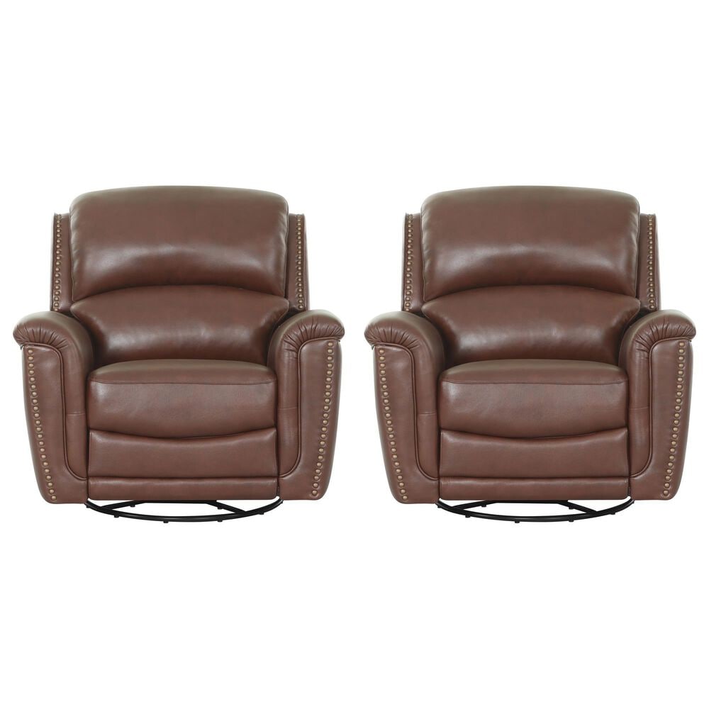 Chateau d'Ax Leather Recliner in Red Brown (Set of 2), , large