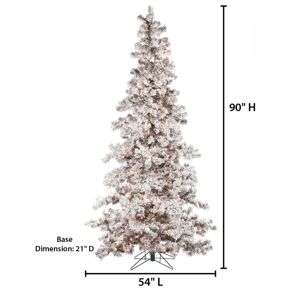 The Gerson Company 7.5&#39; Pre-Lit Artificial Heavy Flocked Layered Spruce with White Lights in Green, , large