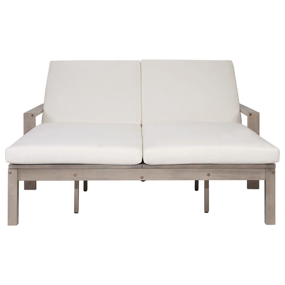HOMLUX Patio 2-Person Lounge Chair with Grey Frame in Beige, , large