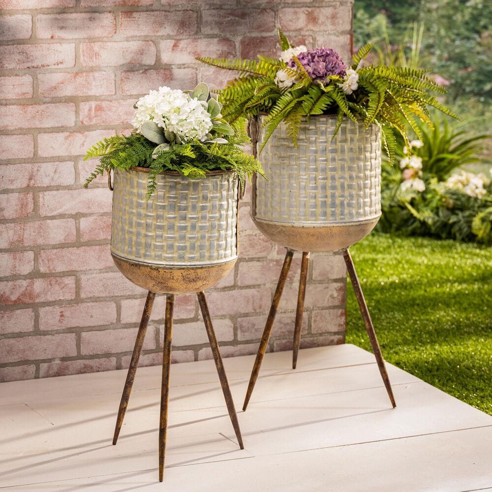 The Gerson Company Assorted Plant Holder in Grey and Copper &#40;Set of 2&#41;, , large