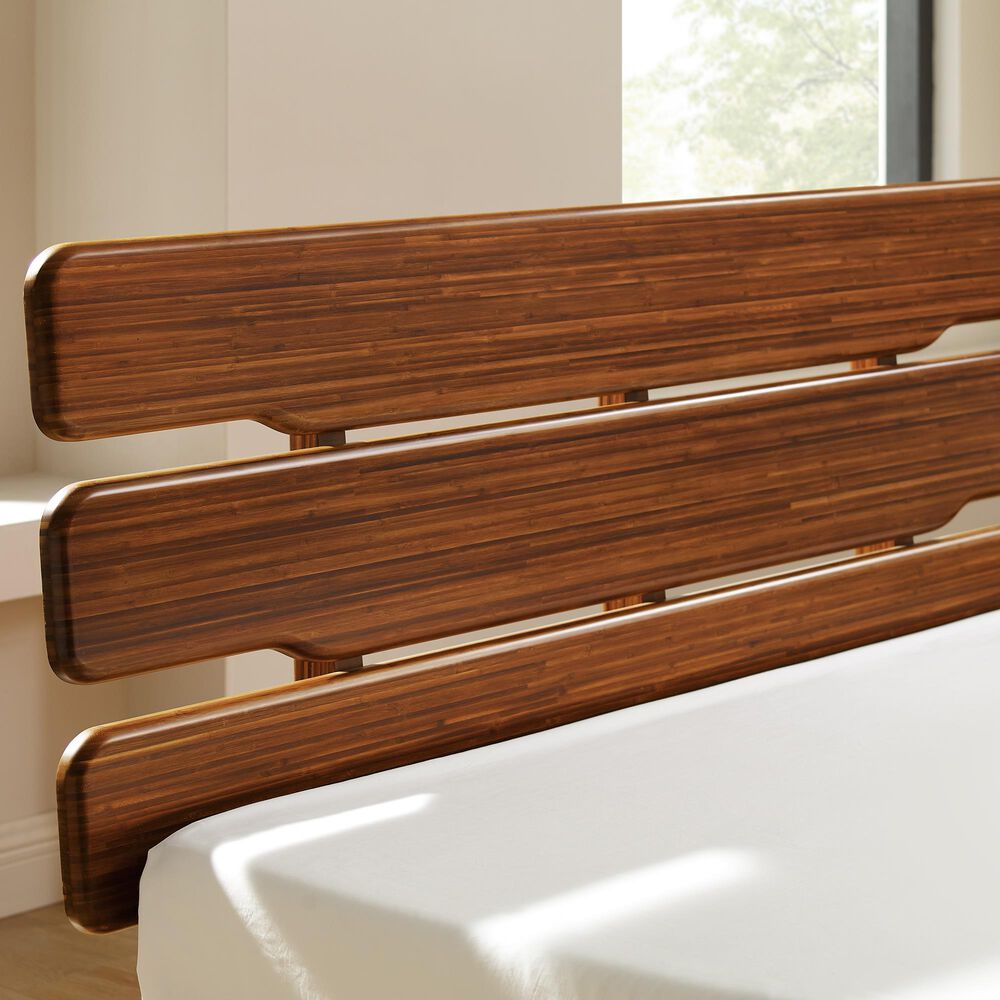 Natural Bamboo Furnishings Queen Platform Bed in Amber, , large
