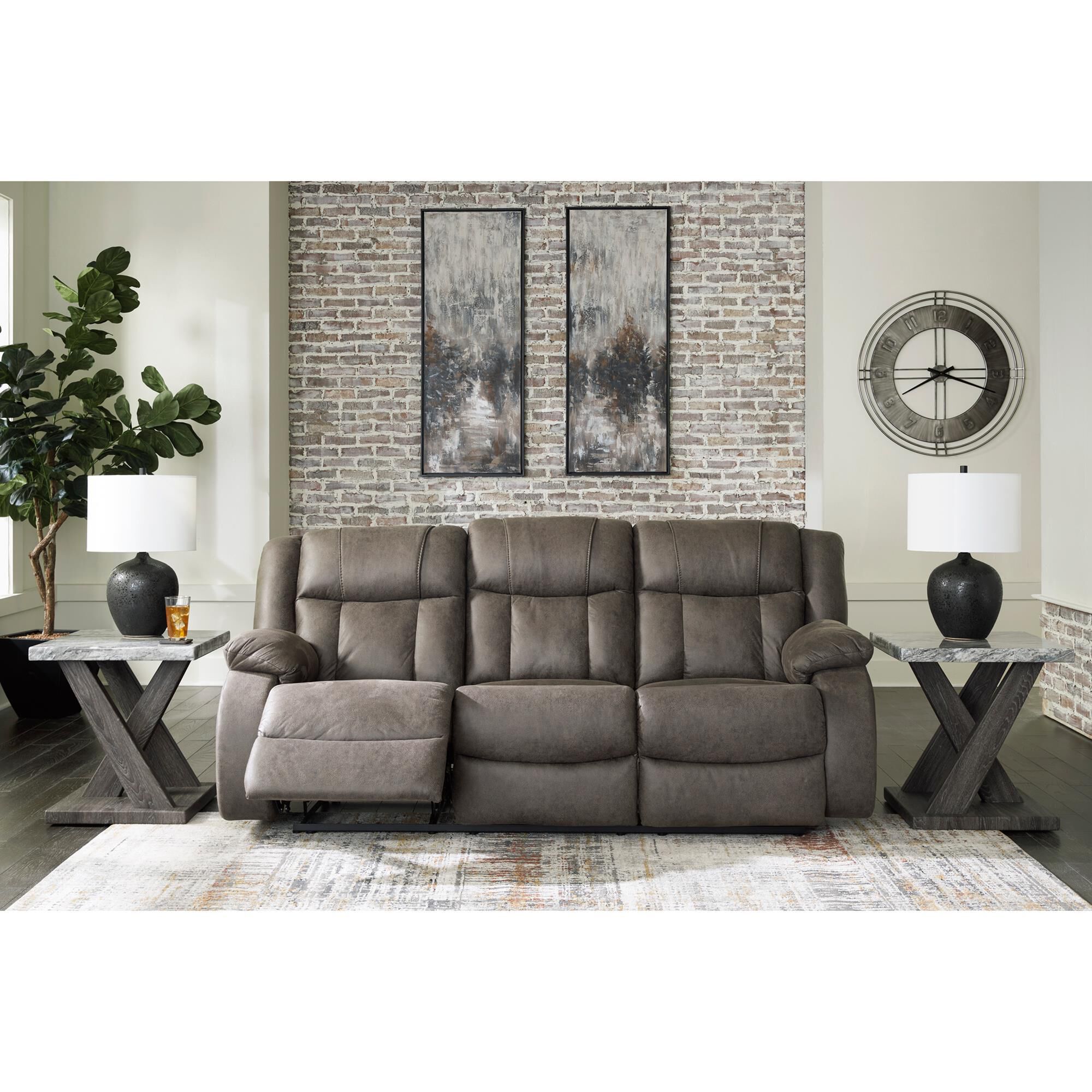 Signature Design by Ashley First Base Manual Reclining Sofa in