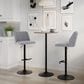 LumiSource Toriano Swivel Adjustable Bar Stool with Grey Fabric Upholstery in Black (Set of 2), , large