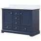 Lexora Home Dukes 48" Double Bathroom Vanity in Navy Blue with 2 cm White Carrara Marble Top and Rectangular Sinks, , large