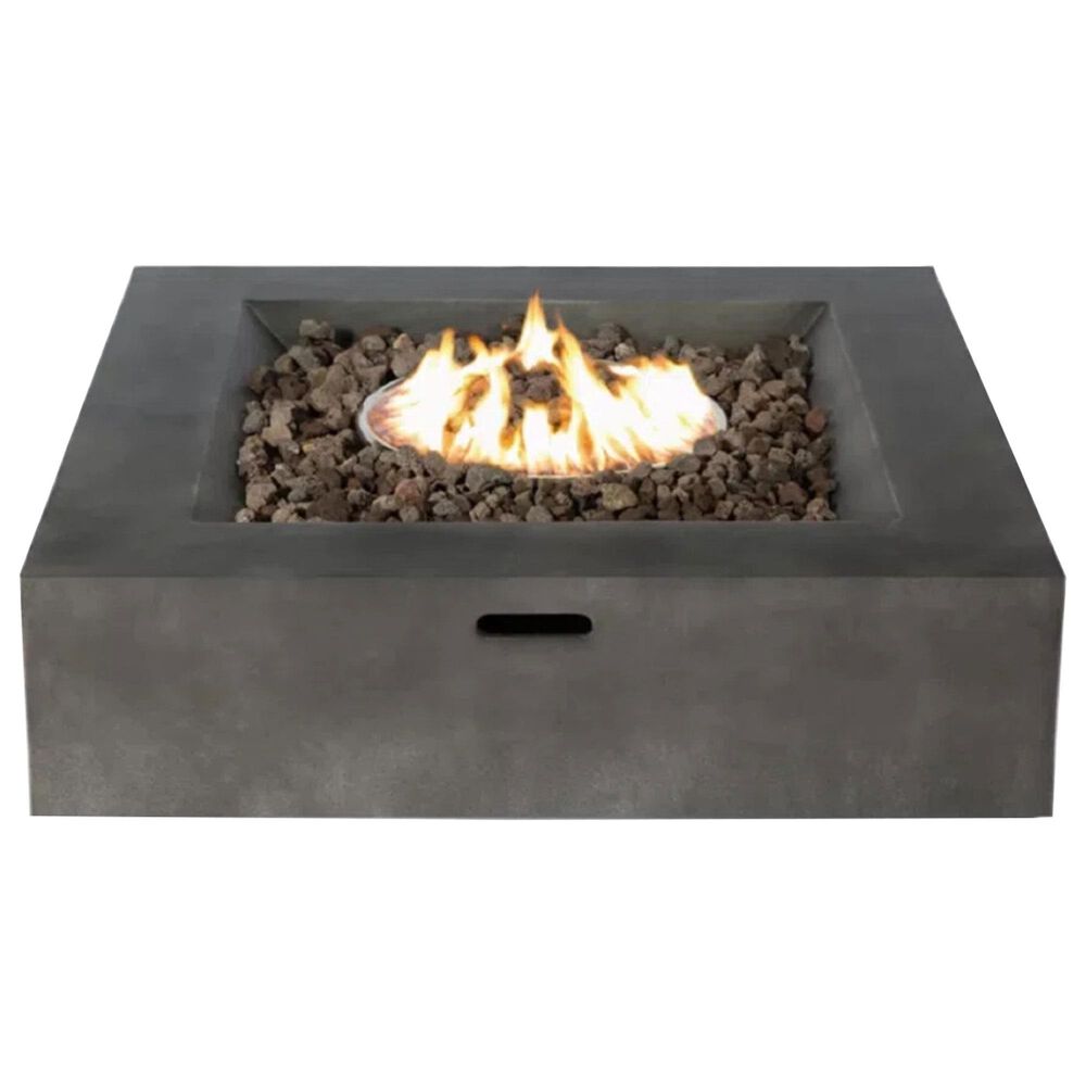 Hearth and Haven 3-piece Outdoor Wicker Conversation Set with Round Square Fire Pit Table in Gray, , large