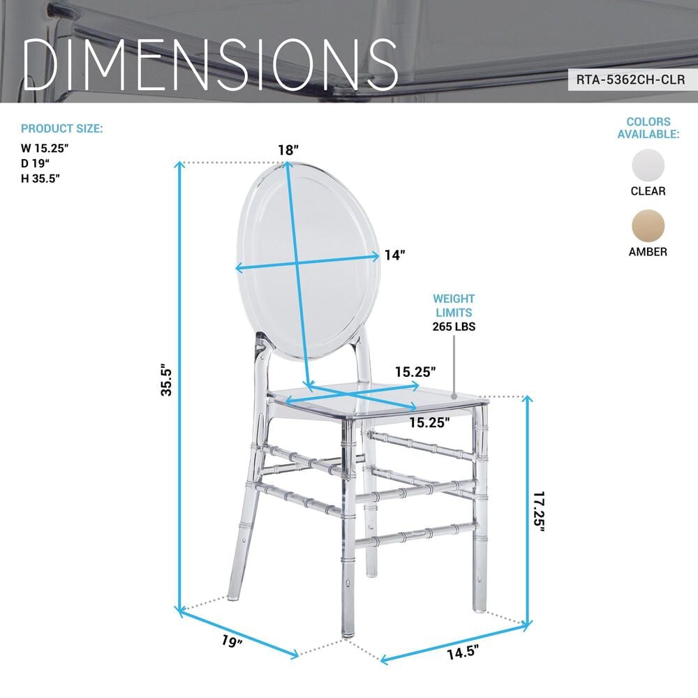 Rta Products Llc Ghost Stackable Side Chair in Clear &#40;Set of 2&#41;, , large