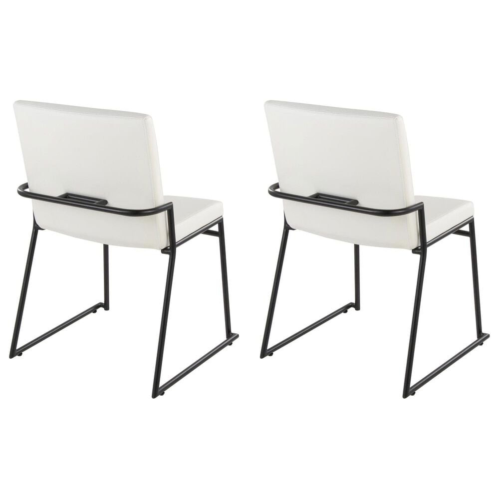 LumiSource Dutchess Side Chair with White Faux Leather Cushion in Black (Set of 2), , large