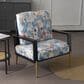Hearth and Haven Floral Velvet Lounge Arm Chair with Gold Metal Legs in Blue, , large