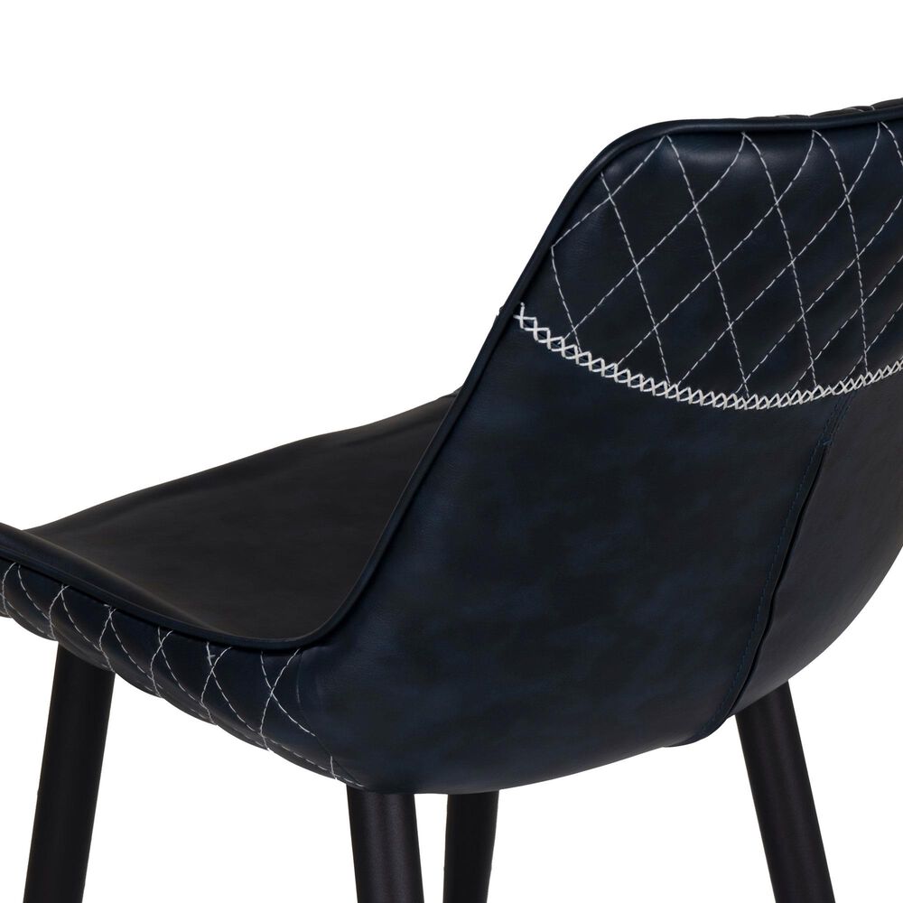 Linon Home Decor Elder 24" Counter Stool with Navy Cushion in Black, , large