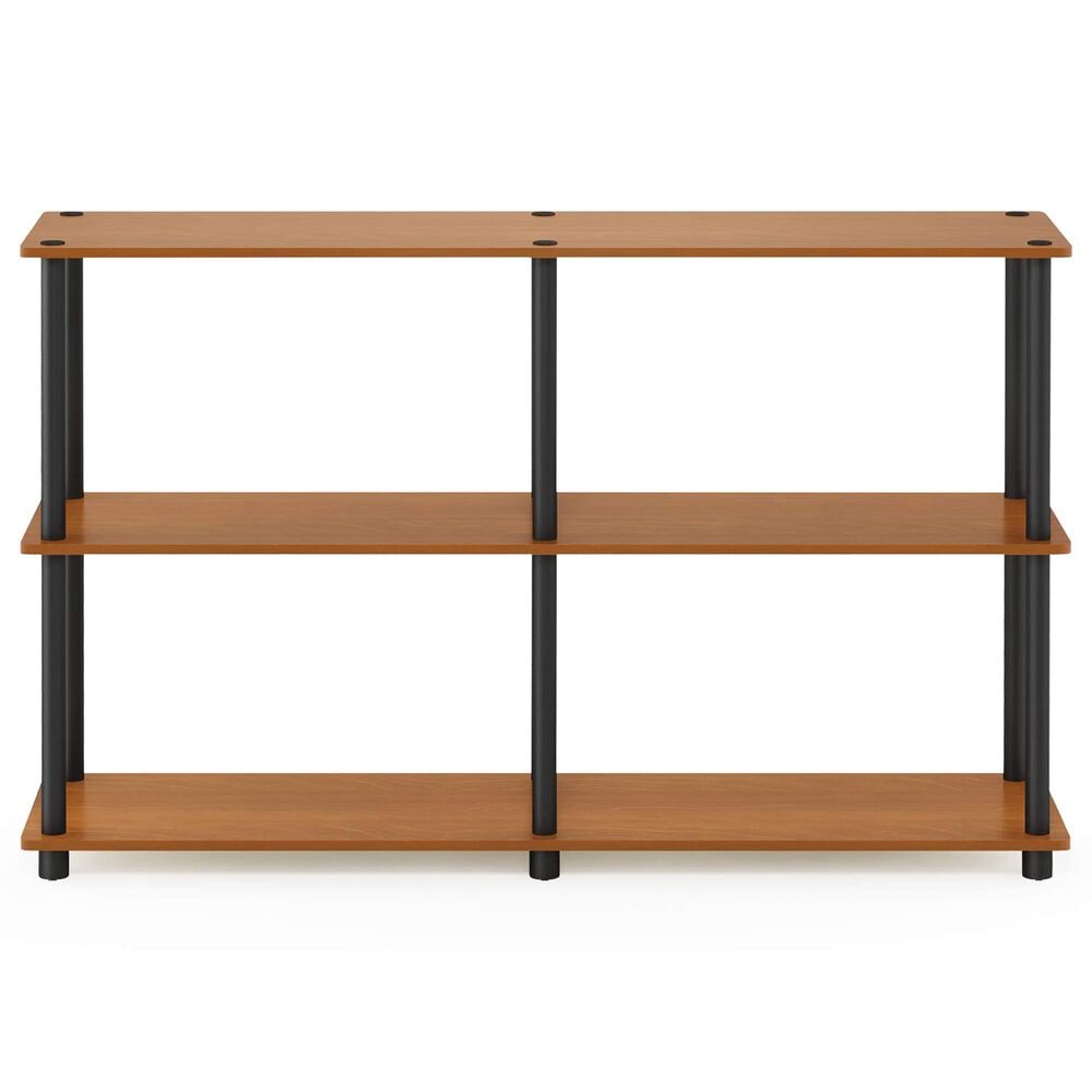 HOMLUX Turn-N-Tube 3-Tier Double Size Storage Display Rack in Light Cherry and Black, , large