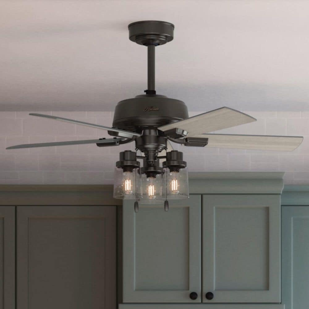 Hunter Hartland 44&quot; Ceiling Fan with LED Lights in Noble Bronze, , large