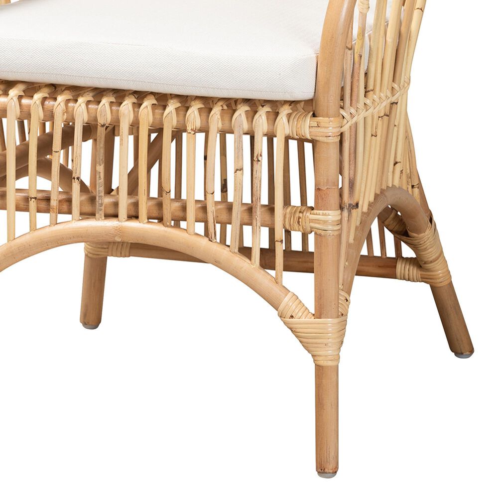 Baxton Studio Aya Rattan Arm Chair in White, , large