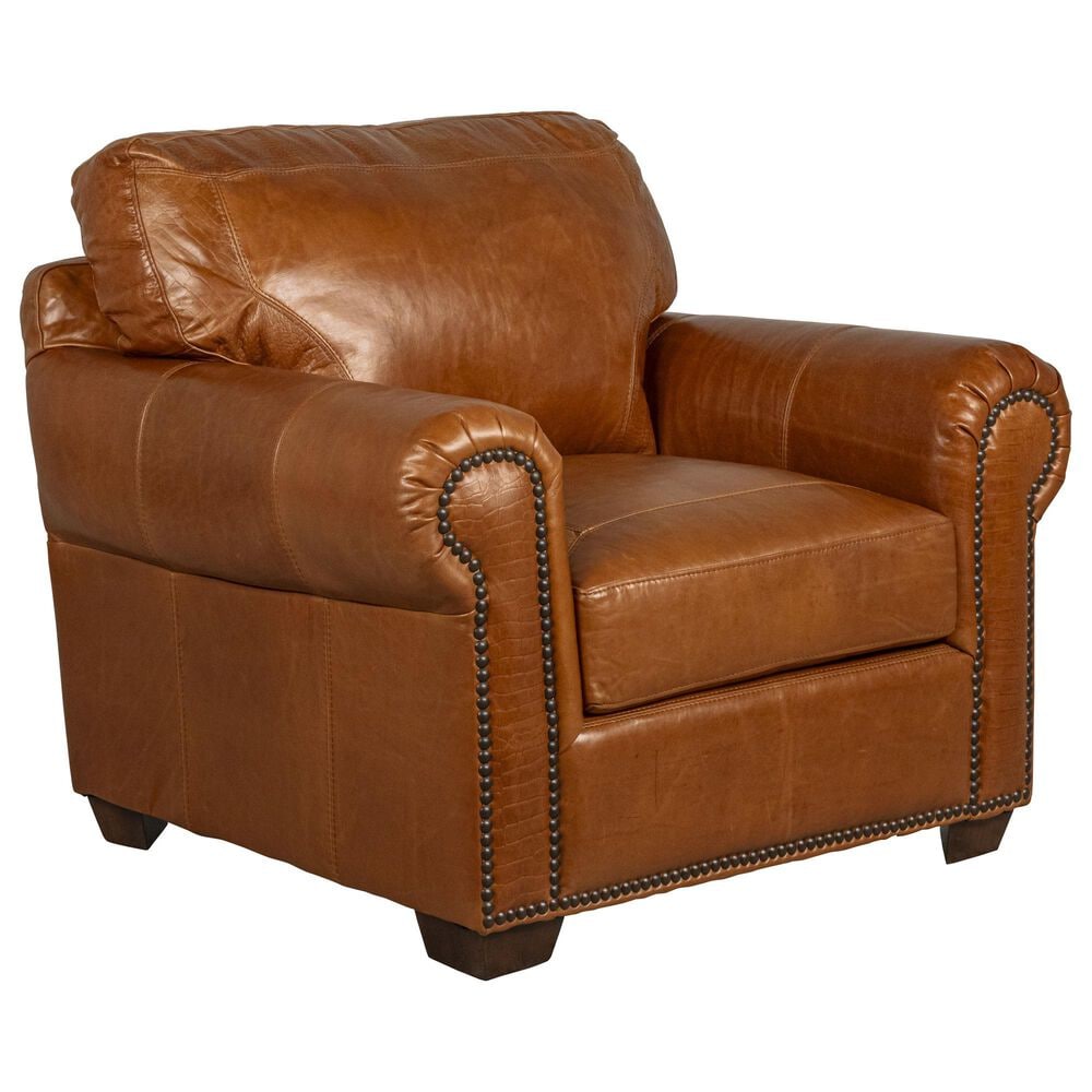 USA Premium Leather Accent Chair in Saddle Glove, , large