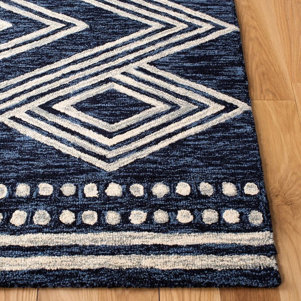 Safavieh Micro-Loop MLP156N 5&#39; Square Navy and Ivory Area Rug, , large