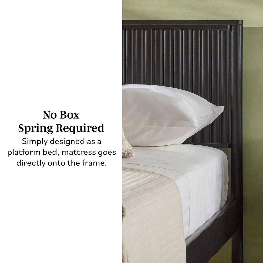 Walker Edison Paris King Platform Bed with Reeded Headboard in Black, , large
