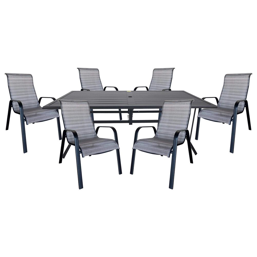 Redline Creation Inc. 7-Piece Patio Dining Set in Matte Black and Gray, , large