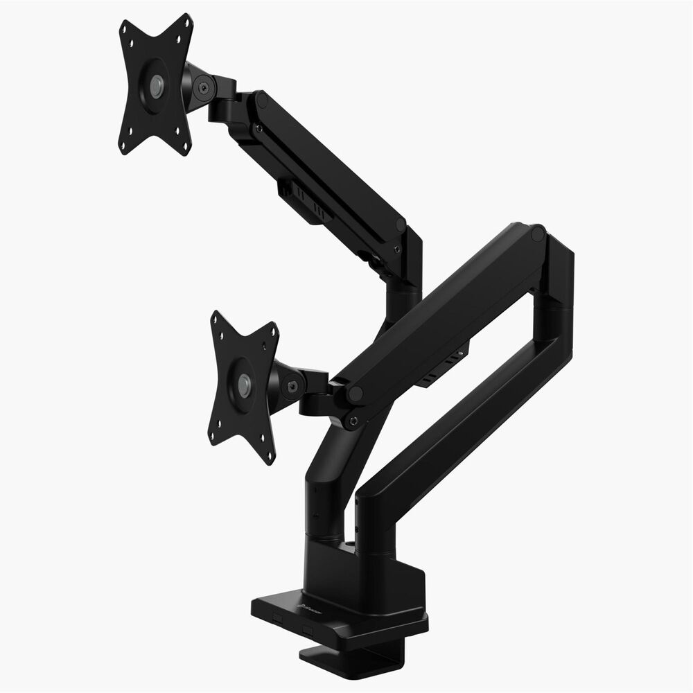 Arozzi Alzare Neo Duo Dual Arm Gas Spring Monitor Arm in Black, , large