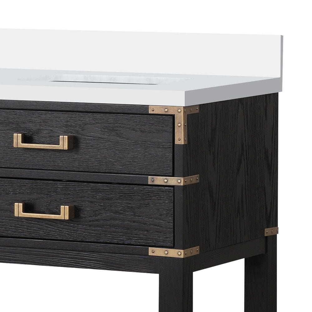 Lexora Home Norwalk 72&quot; Double Bathroom Vanity in Black Oak with White Cultured Marble Top  and Rectangle Sink, , large