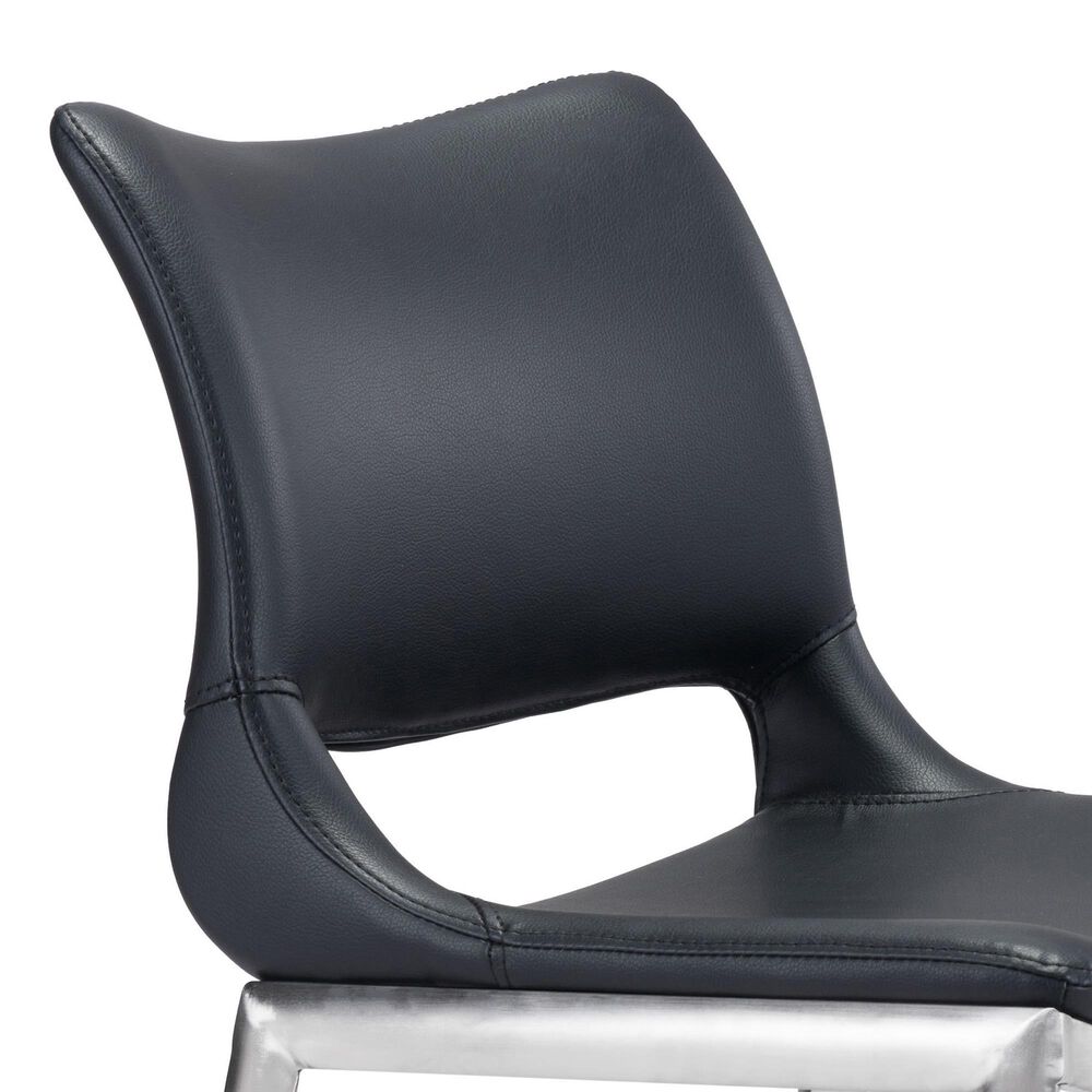 Zuo Modern Ace Counter Stool in Black and Silver &#40;Set of 2&#41;, , large