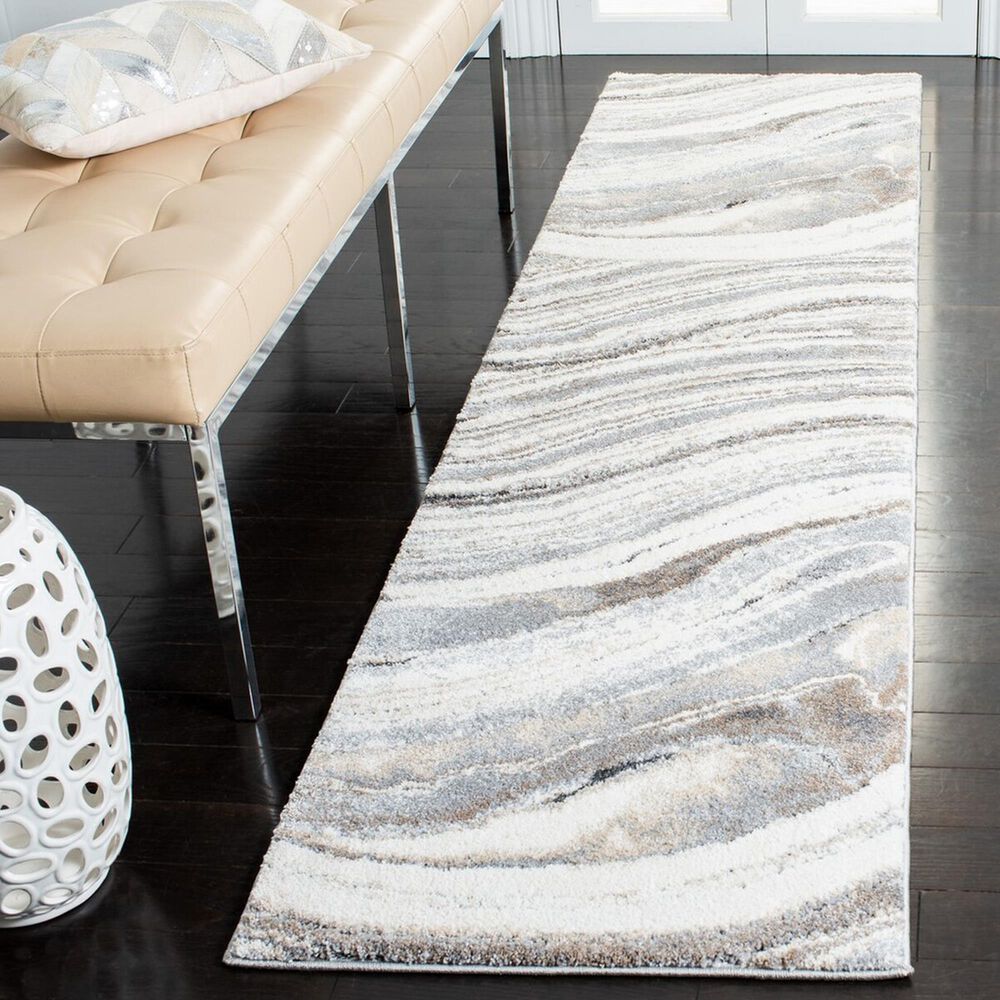 Safavieh Cyrus Shag CYR124A 2&#39;2&quot; x 9&#39; Ivory and Grey Runner, , large