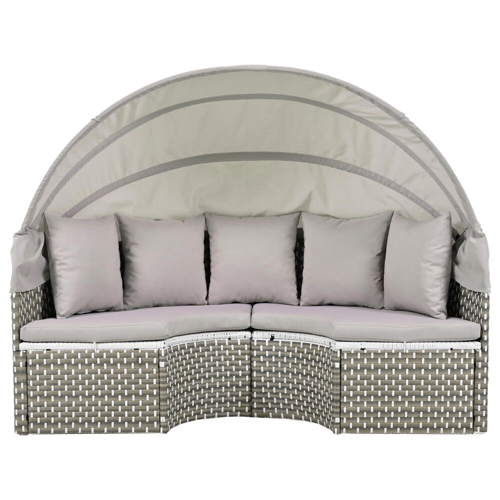 HOMLUX Patio Furniture Round Outdoor Sectional Sofa Set in Grey, , large