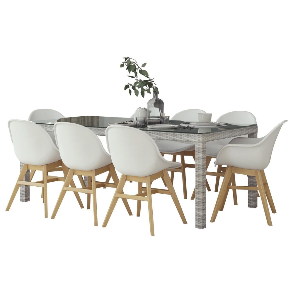 International Home Miami Midtown Mid-Century Modern Concept 9-Piece Dining Set in Grey, Brown and White, , large